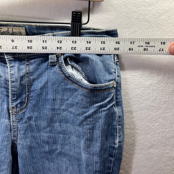 Earl Jeans Straight Leg Flap Pocket Womens 10 Blue Denim Embroidered 2233 - Picture 5 of 9